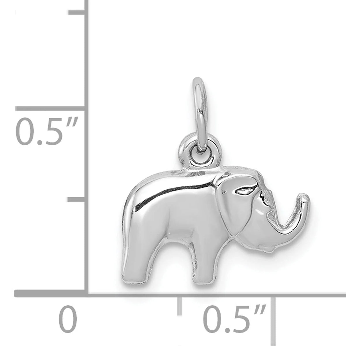 14K White Gold Rhodium Plated Elephant Pendant Charm D3619