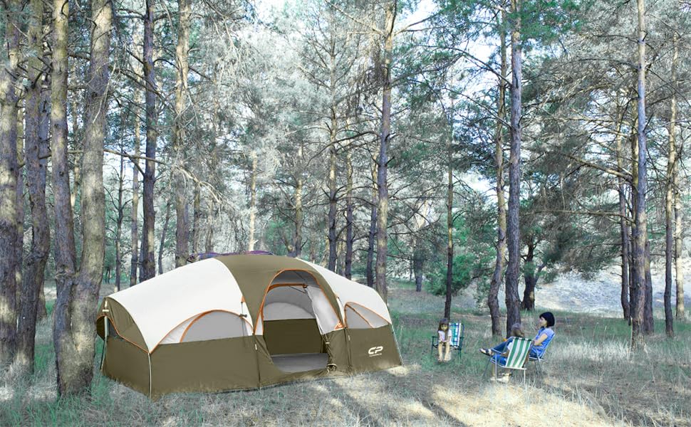 8 Person Camping Tent with Carry Bag A16160