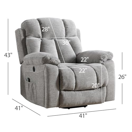 Large Power Lift Recliner Chair with Massage and Heat, Dark Gray U931090