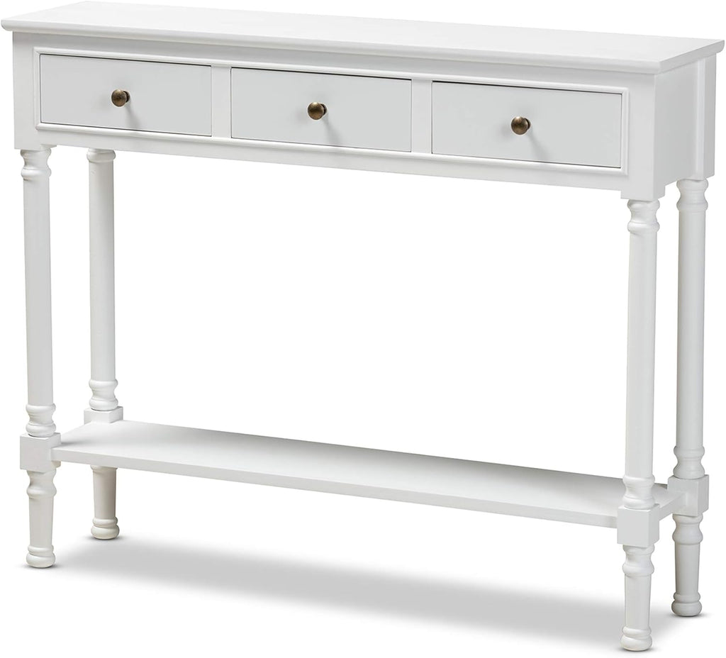 White 3-Drawer Wood Console Table O661