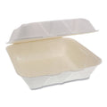 Bagasse Hinged Lid Container, 9 x 9 x 3.5, 1-compartment, Natural, 150/Carton J493336