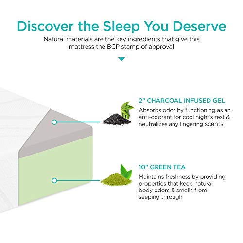 Green Tea Charcoal Cooling Gel Memory Foam Mattress, King, Medium Plush V506629