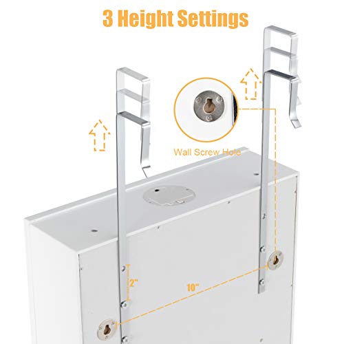 White Wall Mount Lockable Jewelry Cabinet Armoire with Full Length Mirror and 5 Lights G446