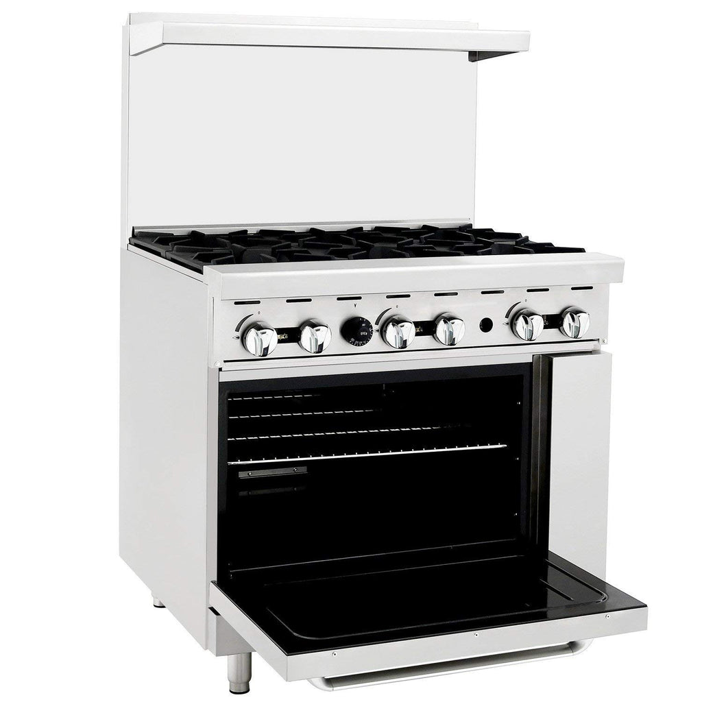 36" Gas Range with Full-Size Oven, 6 Cast Iron Burner, Stainless Steel U402612