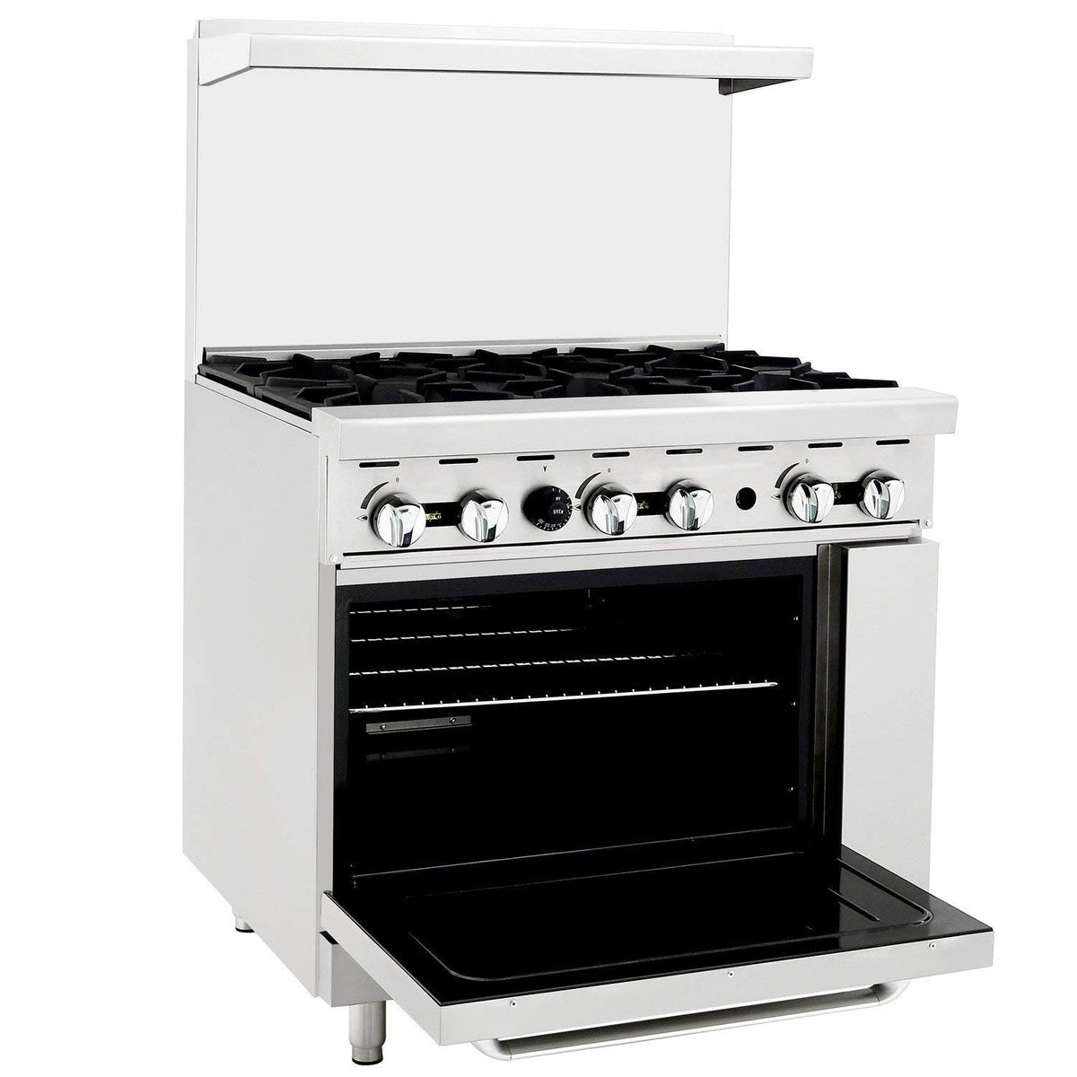 36" Gas Range with Full-Size Oven, 6 Cast Iron Burner, Stainless Steel U402612
