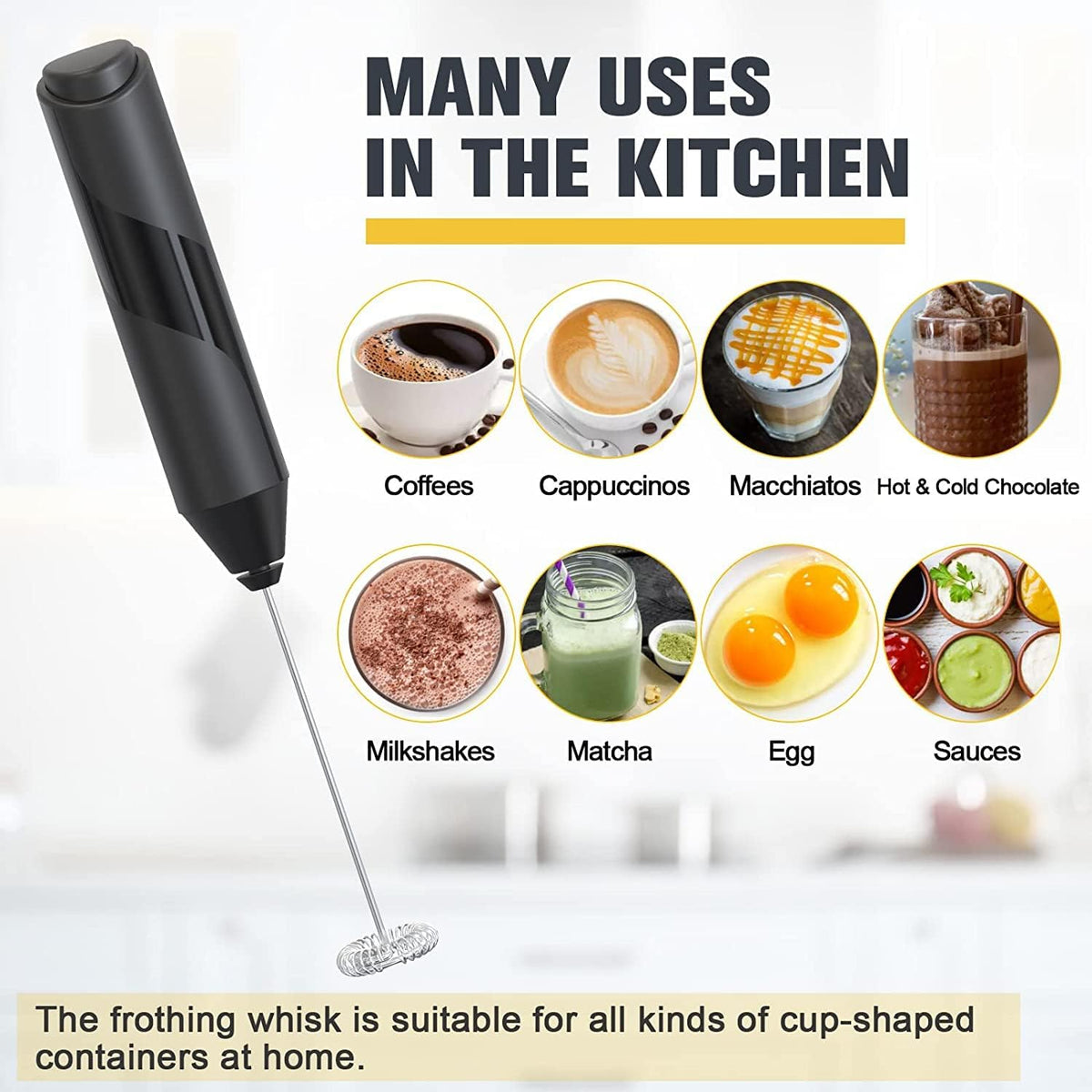 Black Electric Handheld Milk Frother F937