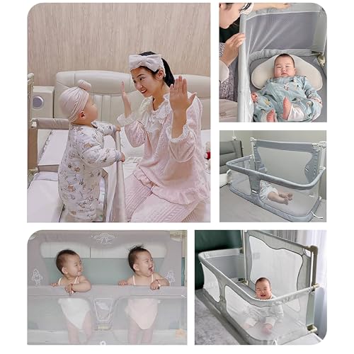 3 in 1 Baby Bassinet Bedside Sleeper Portable Crib with Mesh Window G74544