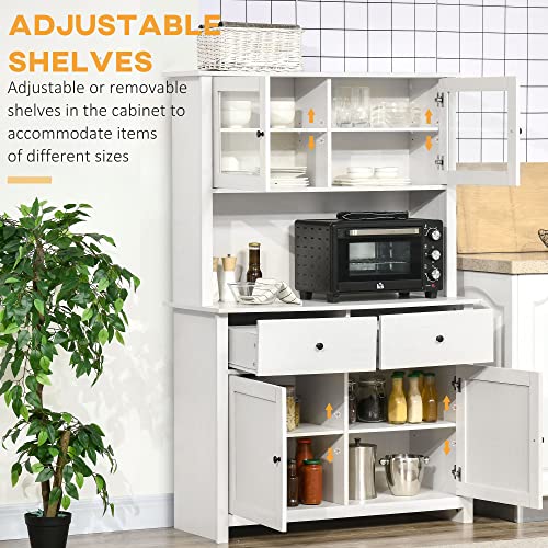 Antique White Kitchen Buffet with Hutch Q6038