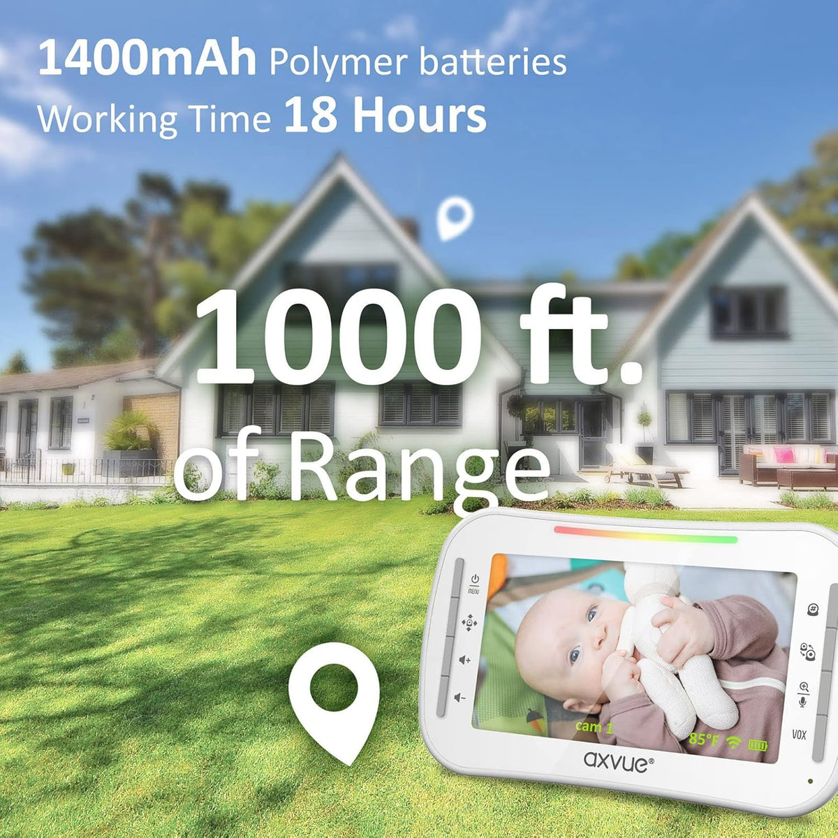 Baby Monitor with Pan-Tilt-Zoom Camera and LCD Screen, Night Vision F825484