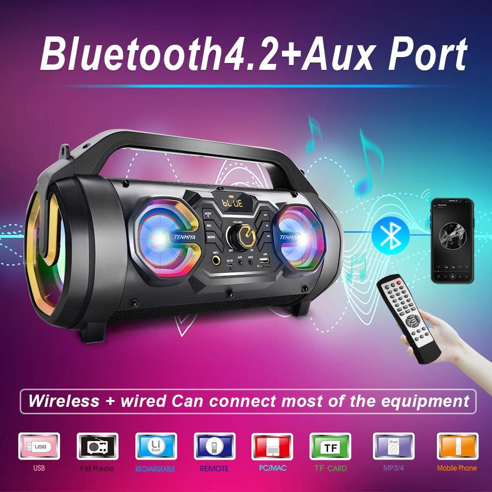 30W Portable Bluetooth Boombox Speaker with Subwoofer X855699