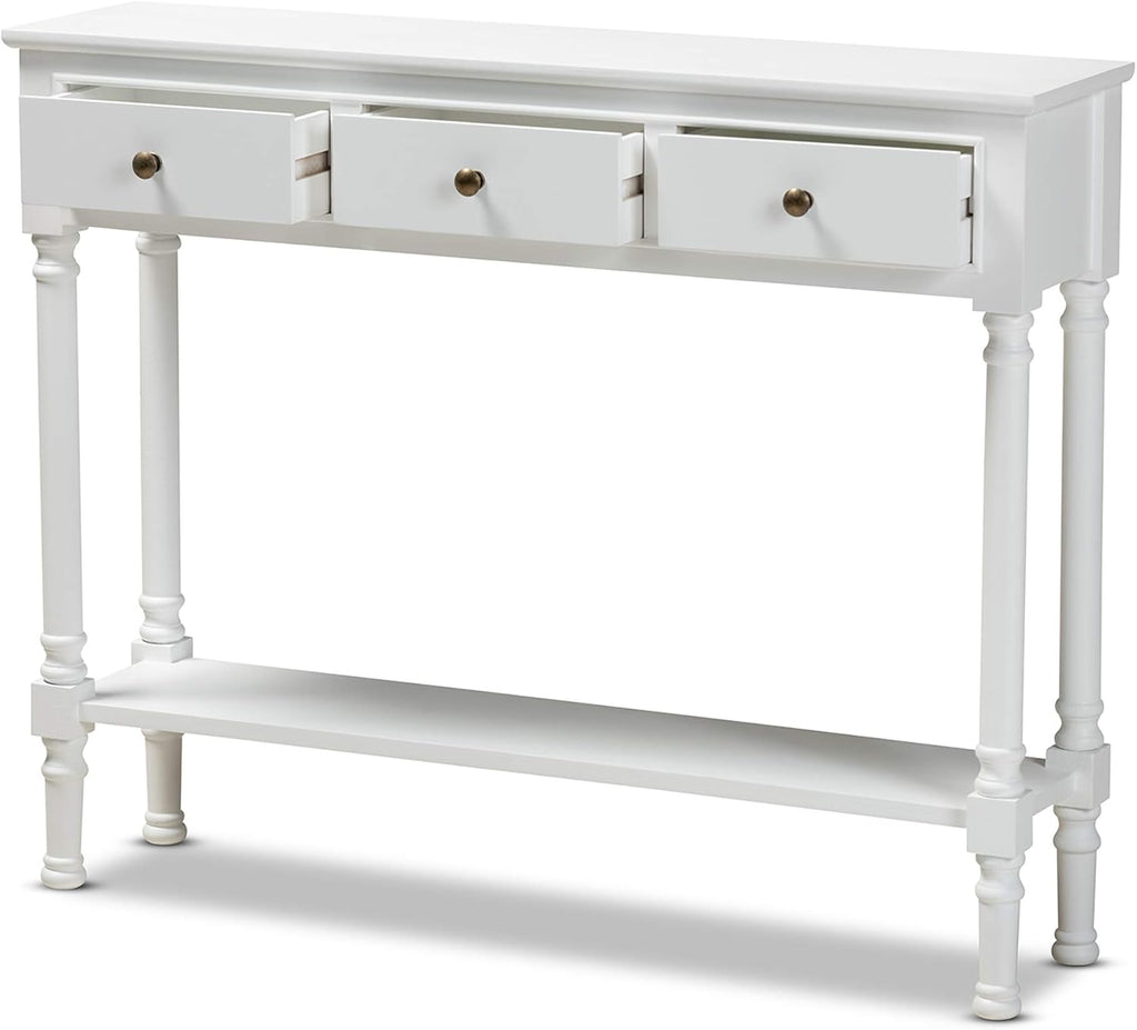White 3-Drawer Wood Console Table O661