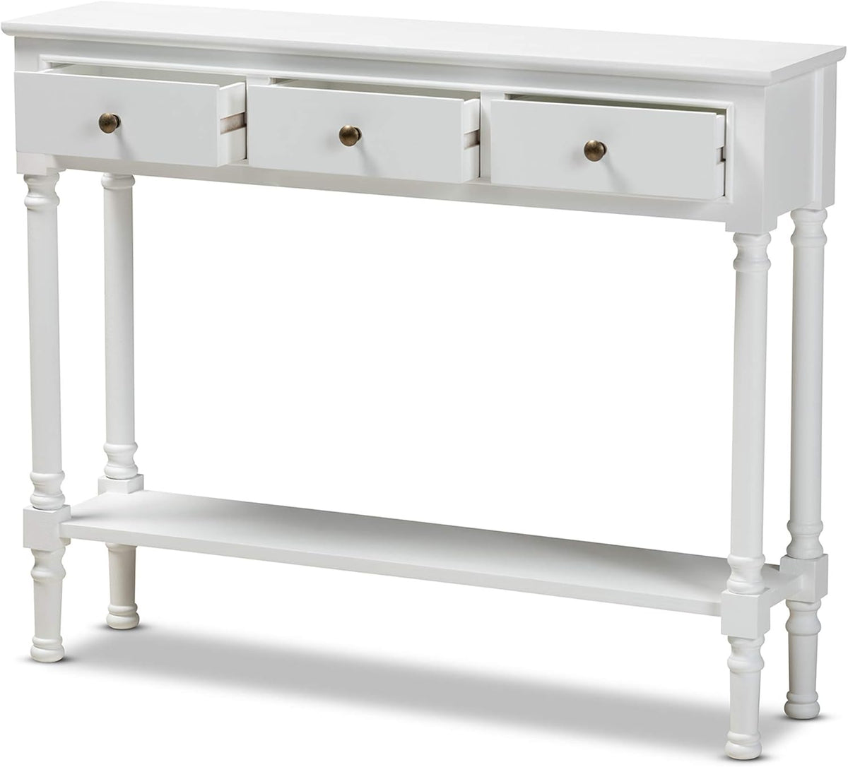 White 3-Drawer Wood Console Table O661
