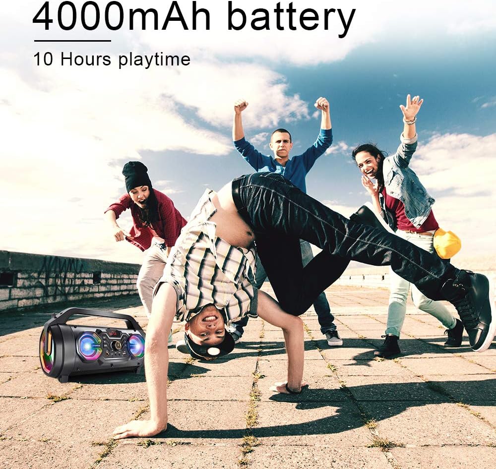 30W Portable Bluetooth Boombox Speaker with Subwoofer X855699