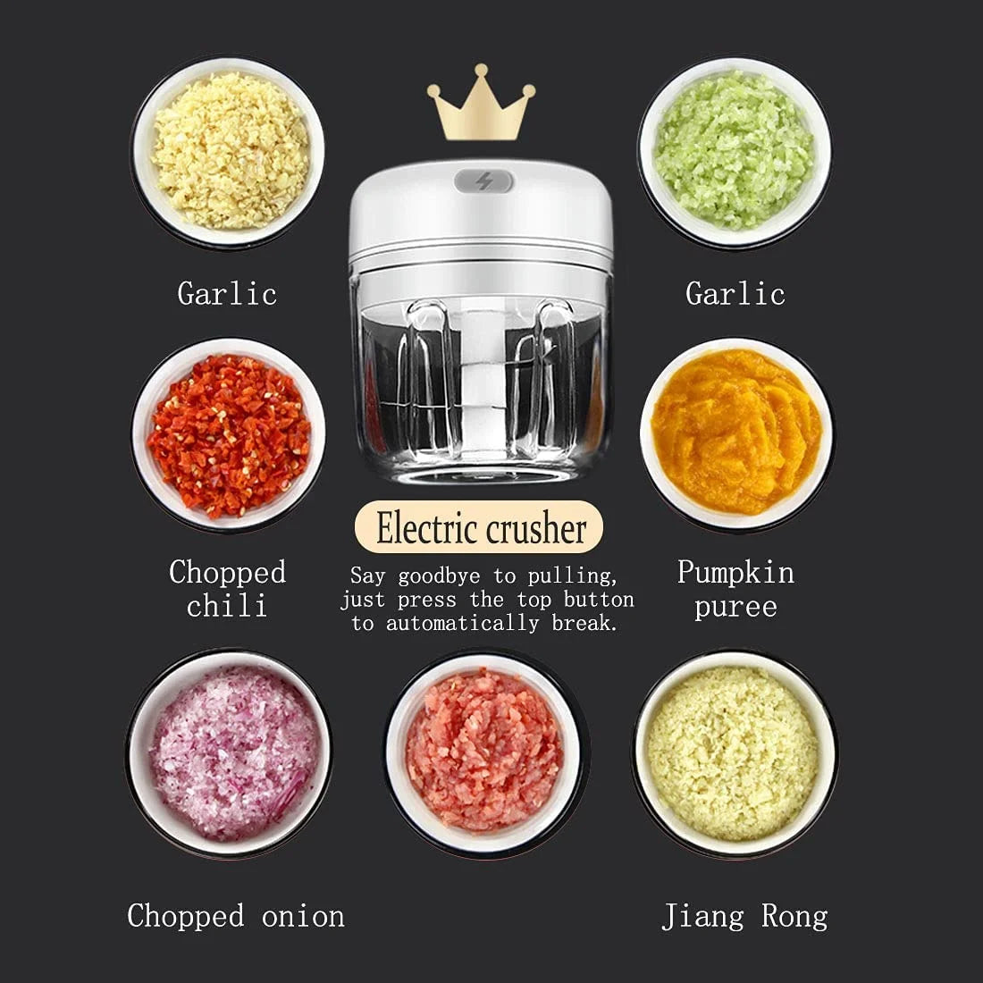 250ml Electric Mini Garlic Chopper Food Processor Z65424