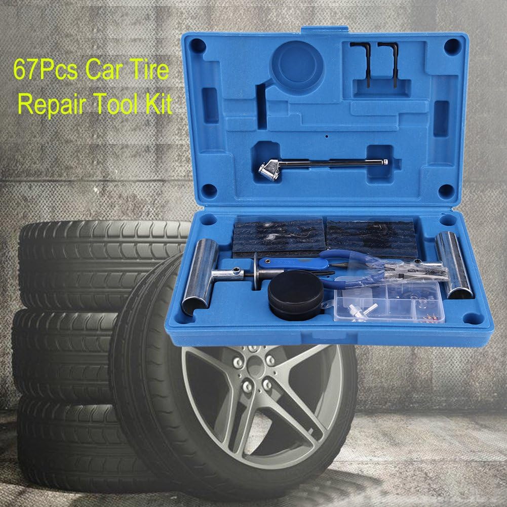 67 Pcs Tubeless Tire Repair Tool Kit E8342