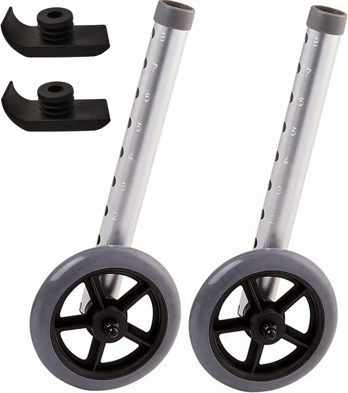Rubber Universal Walker Caster Wheel 1 Pair 4 PCS G424030