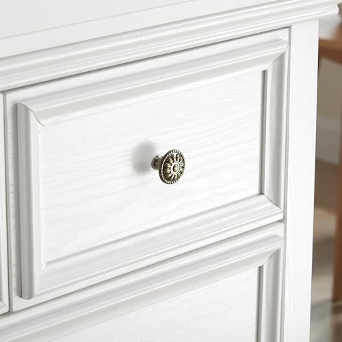 White 6 Drawer Dresser with Metal Handles R80996
