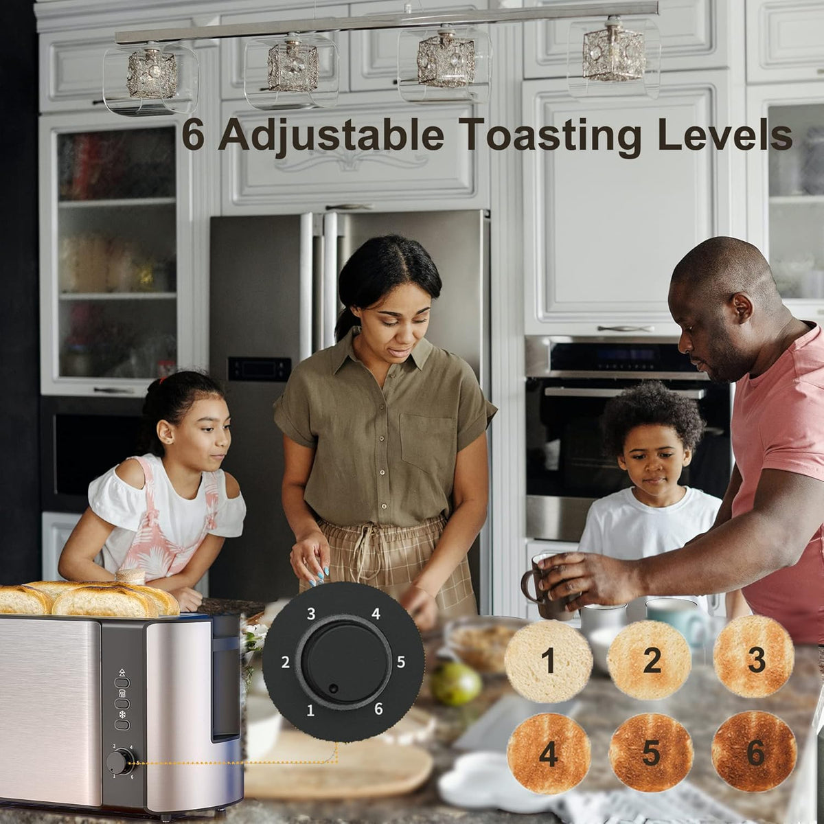 2 Slices Long Slot Stainless Steel Toaster with Warming Rack R421