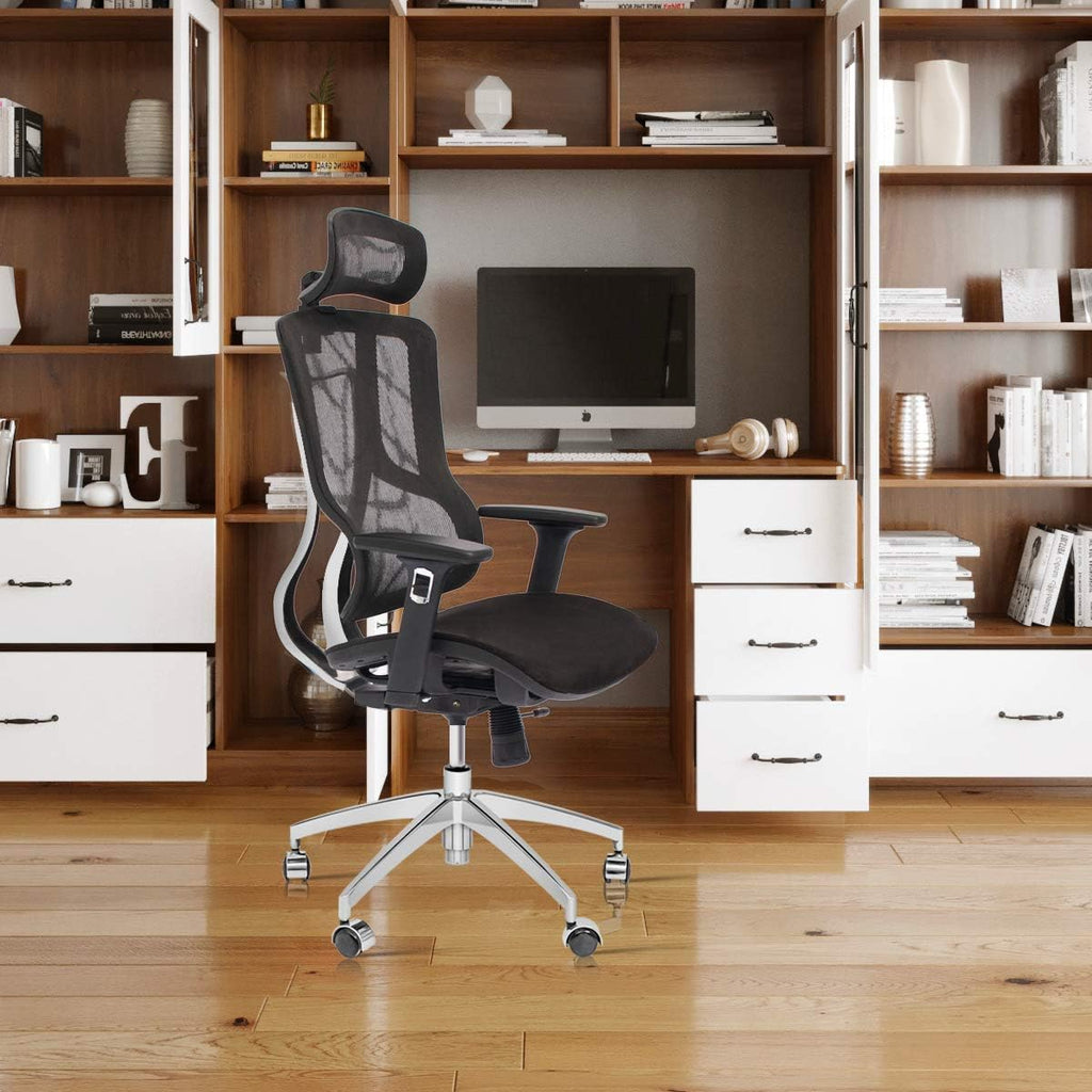 Black Ergonomic Mesh Office Chair with Headrest and 3D Armrest V8951
