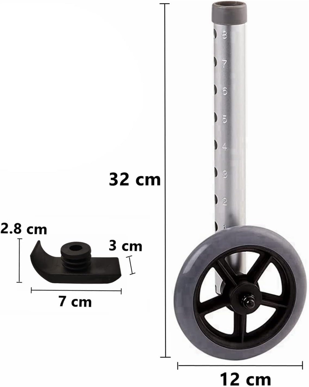 Rubber Universal Walker Caster Wheel 1 Pair 4 PCS G424030