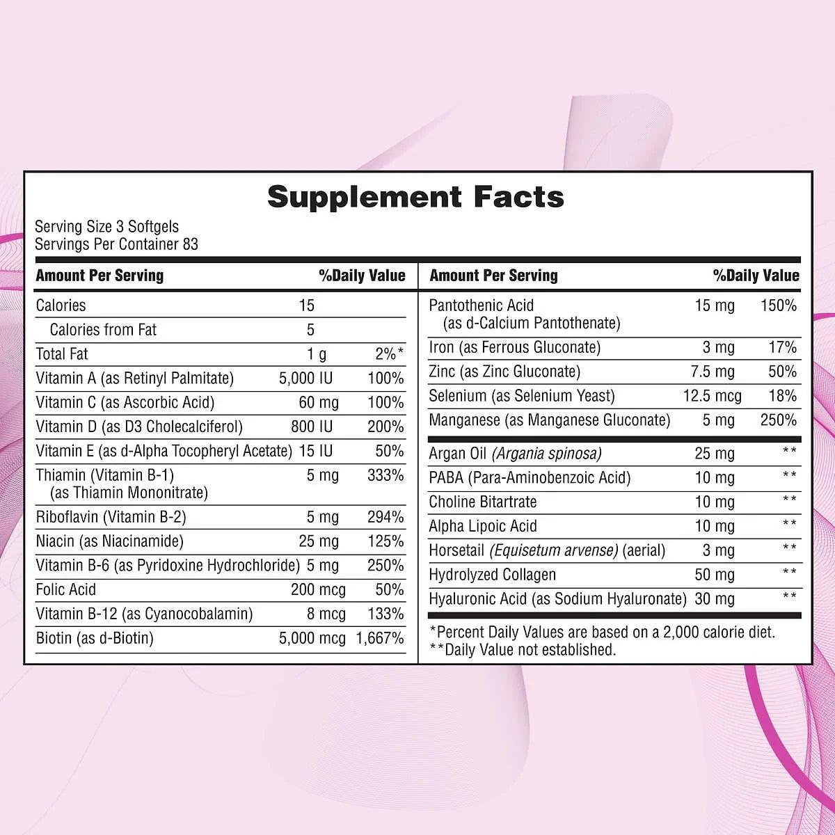 250 Softgels Hair Skin and Nails M898026