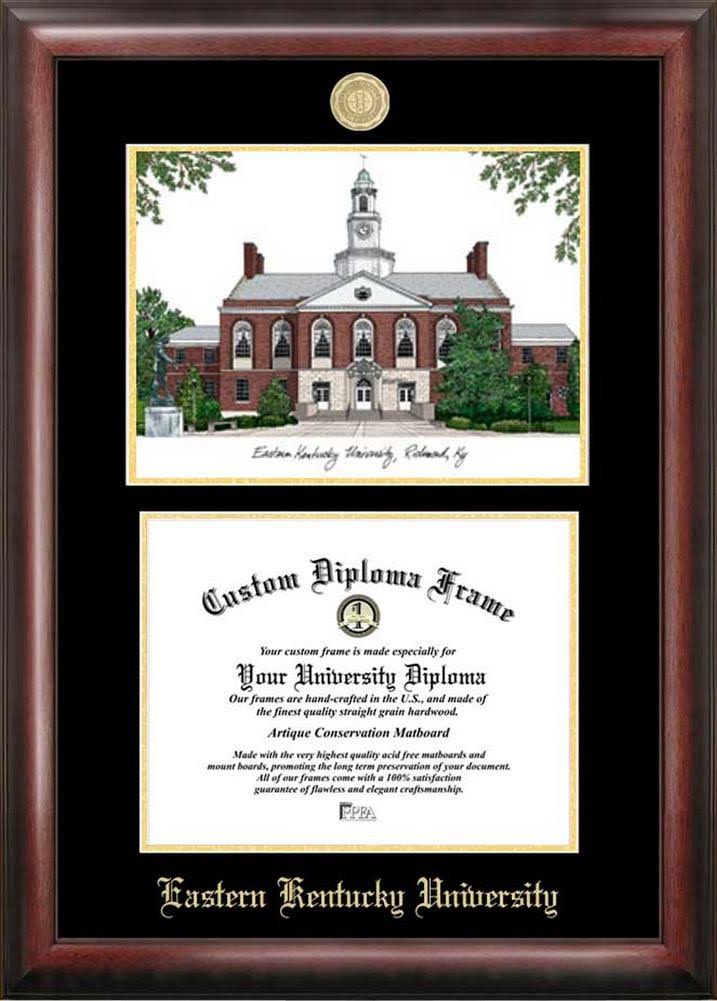 Gold Embossed Diploma Frame with Campus Images Lithograph Q2093