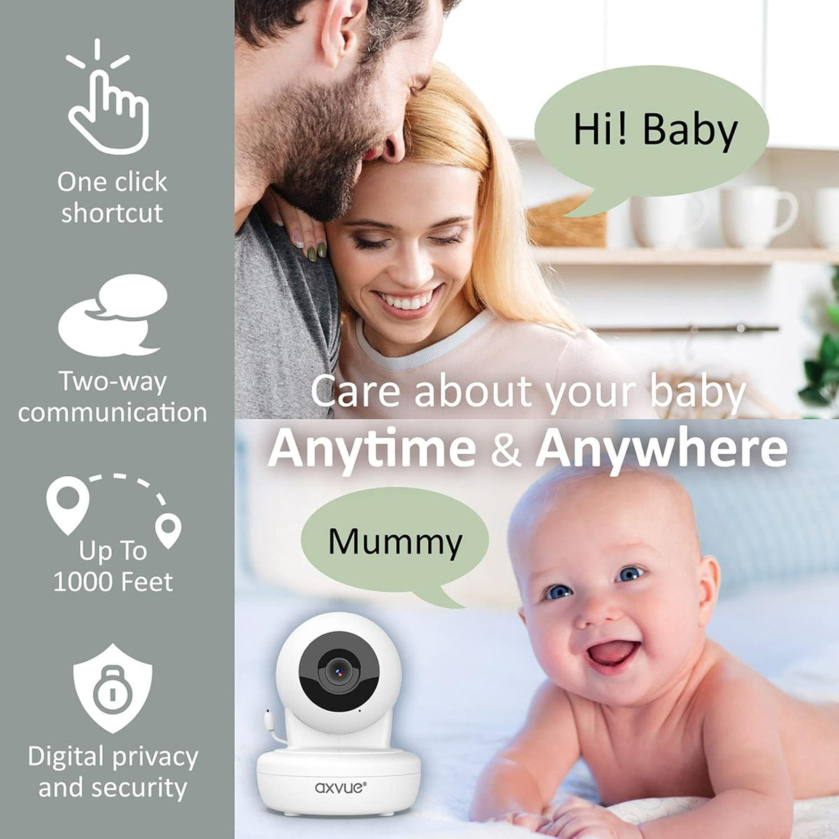 Baby Monitor with Pan-Tilt-Zoom Camera and LCD Screen, Night Vision F825484