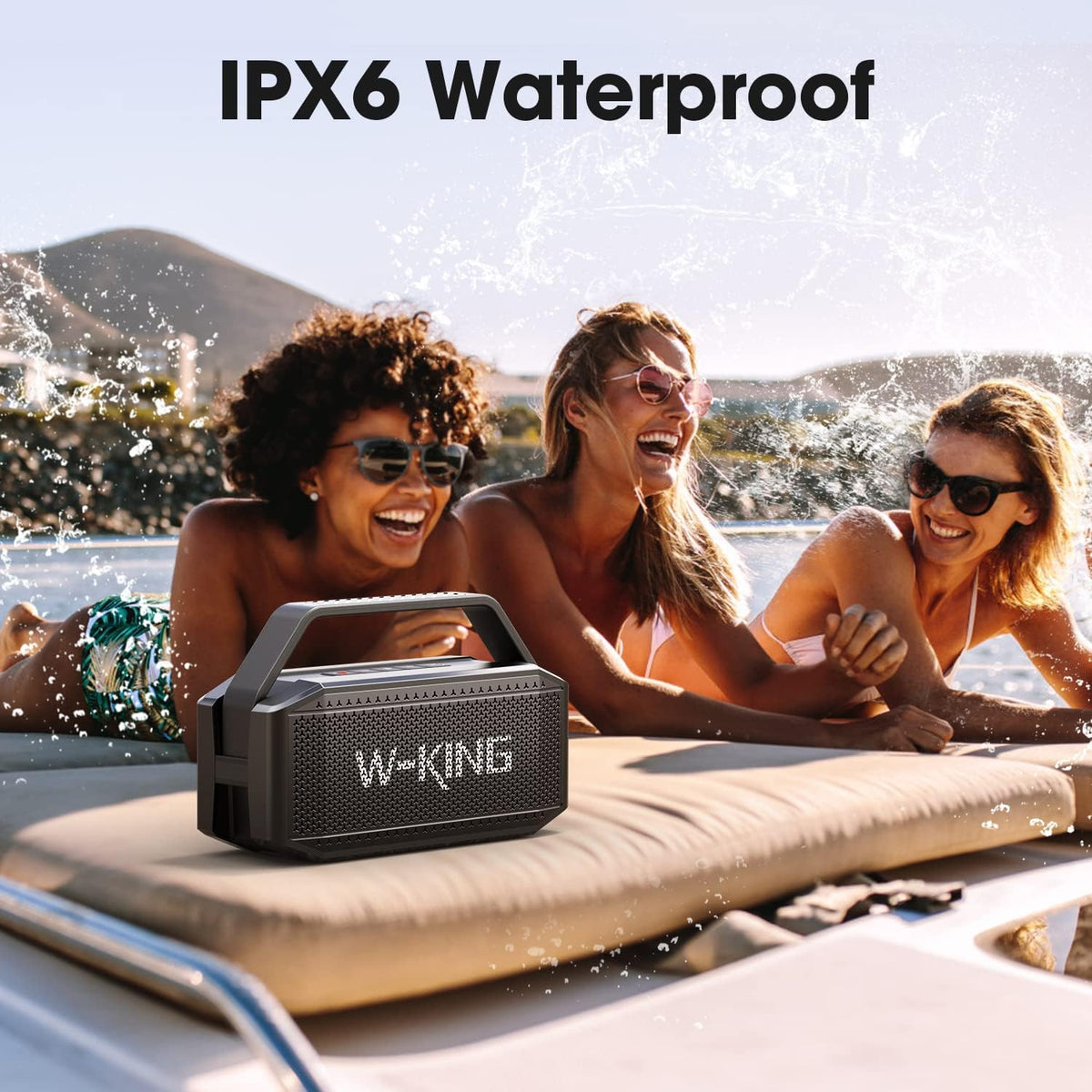 60W Portable Bluetooth Speaker with Deep Bass, IPX6 Waterproof, 40H Playtime P385