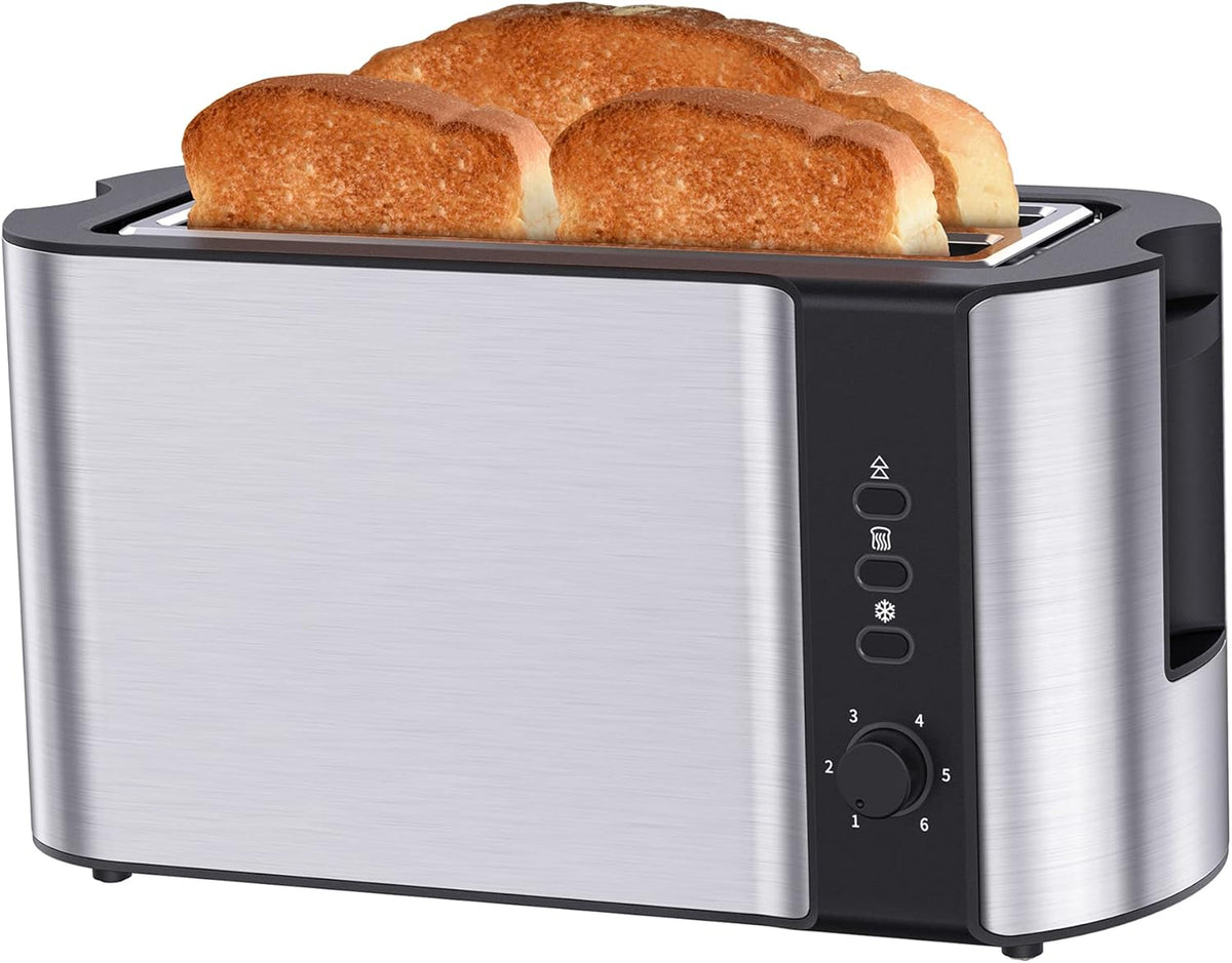 2 Slices Long Slot Stainless Steel Toaster with Warming Rack R421
