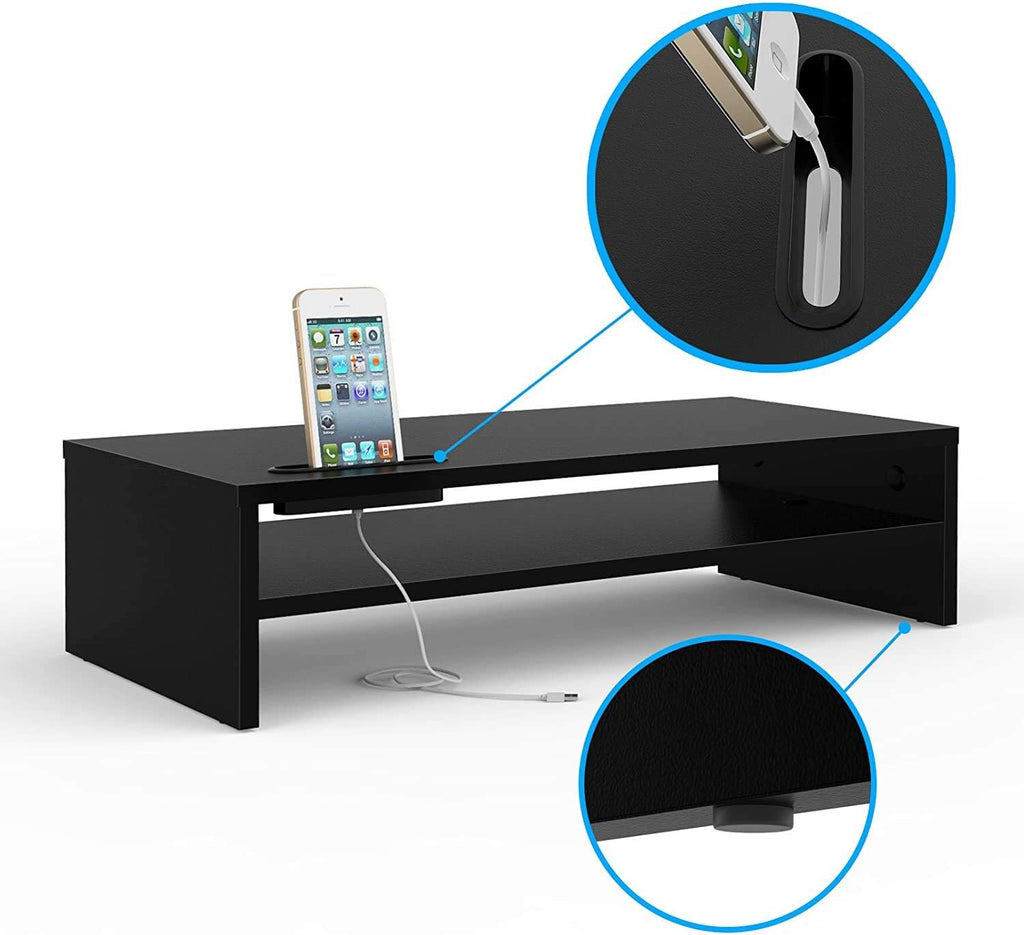 2 Tiers Wood Monitor Stand Riser with Storage Organizer F897188
