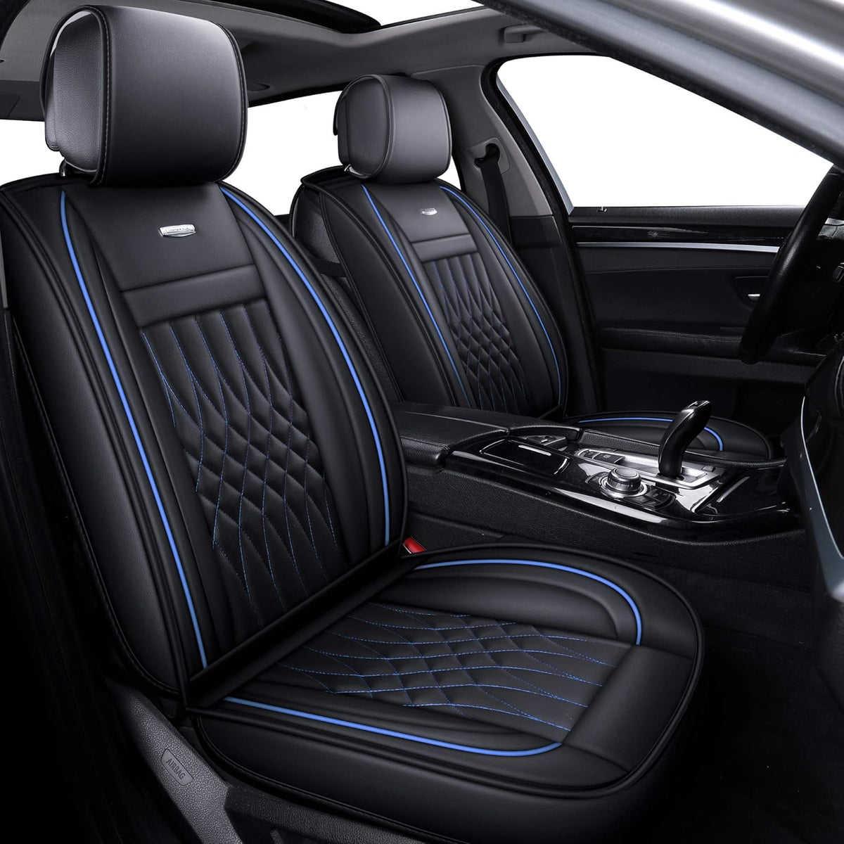 5 Car Seat Covers Full Set Waterproof Leather Universal Fit Black B960