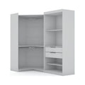White Set of 2 Corner Wardrobe Closet with 2 Drawers S24304