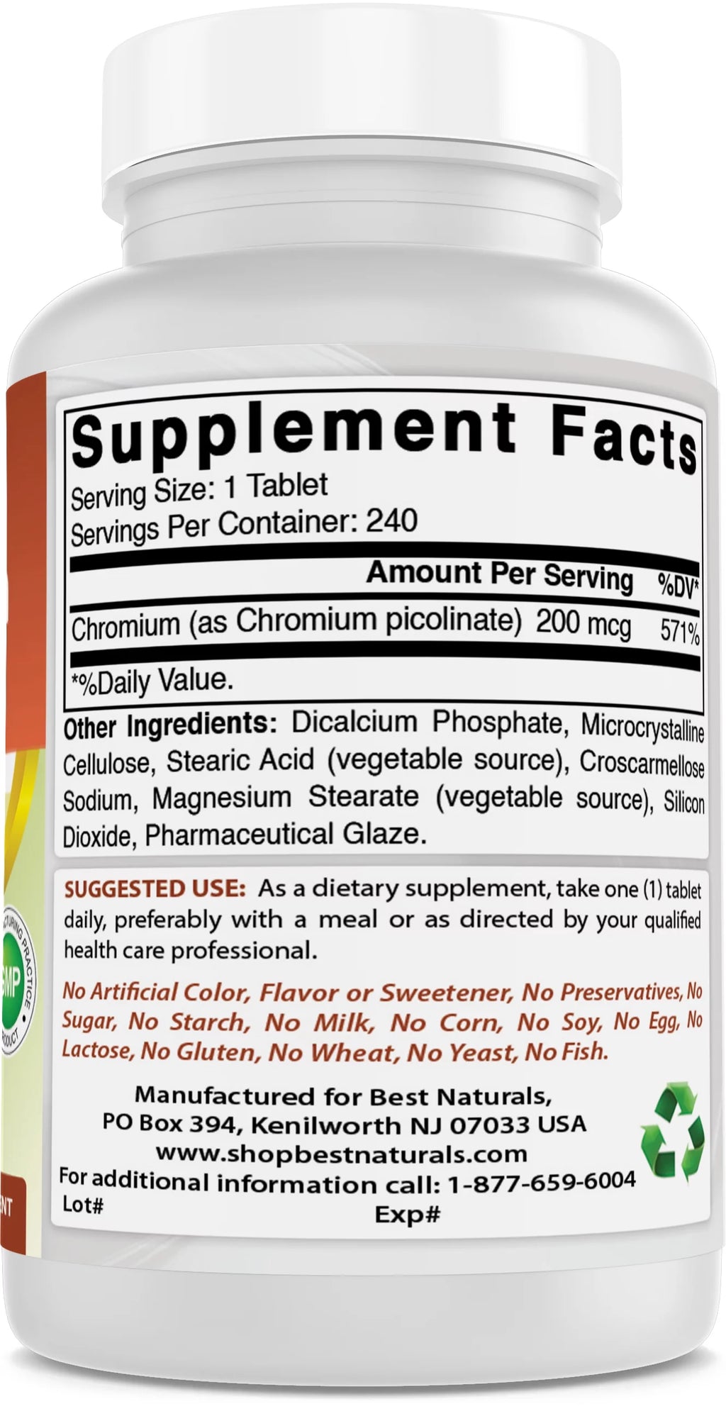 3 Pack Chromium Picolinate 200 mcg 240 Tablets M805203