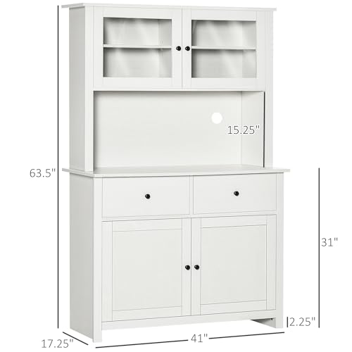 Antique White Kitchen Buffet with Hutch Q6038