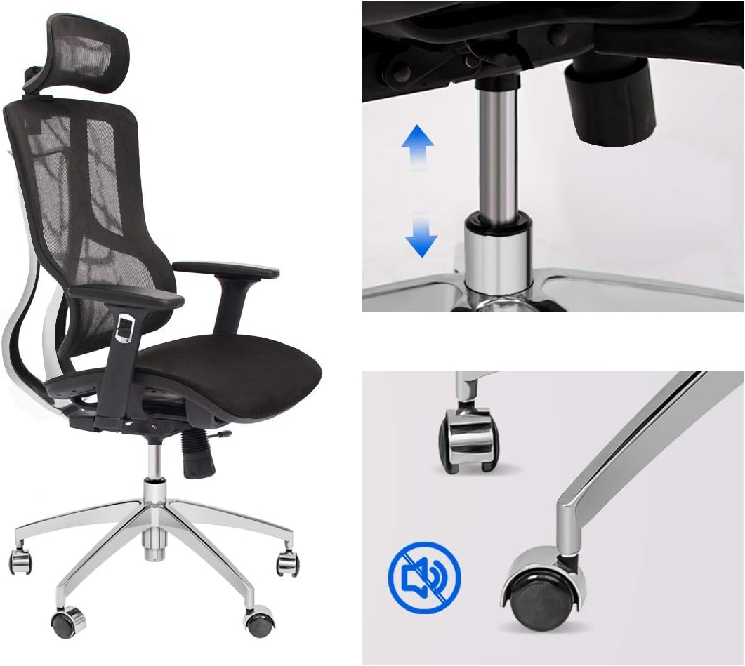 Black Ergonomic Mesh Office Chair with Headrest and 3D Armrest V8951