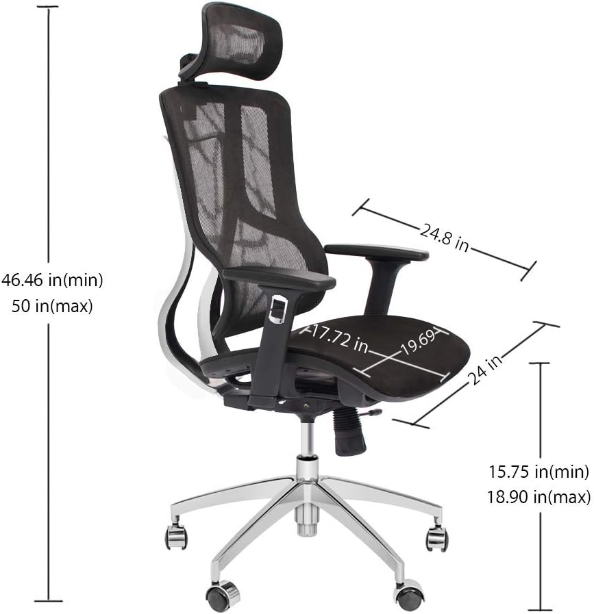Black Ergonomic Mesh Office Chair with Headrest and 3D Armrest V8951