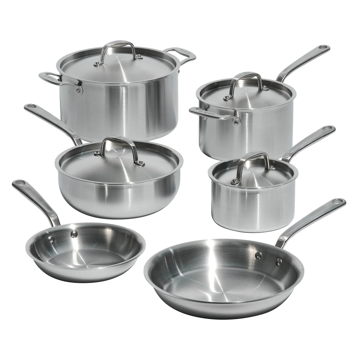 10 Pc Stainless Steel Pot Pan Set A907969