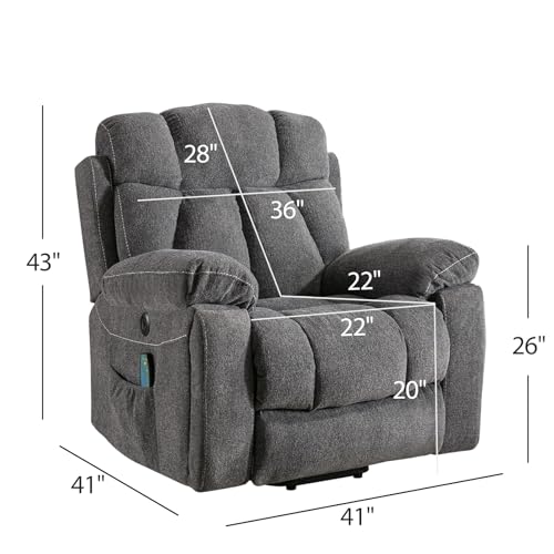 Large Power Lift Recliner Chair with Massage and Heat, Dark Gray U931090