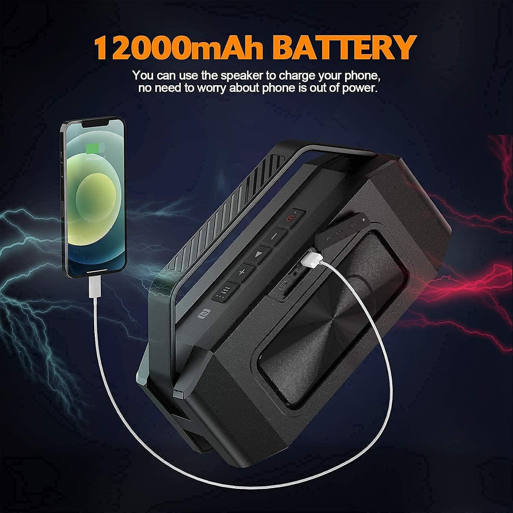 60W Portable Bluetooth Speaker with Deep Bass, IPX6 Waterproof, 40H Playtime P385