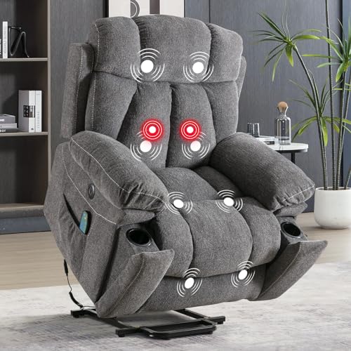 Large Power Lift Recliner Chair with Massage and Heat, Dark Gray U931090