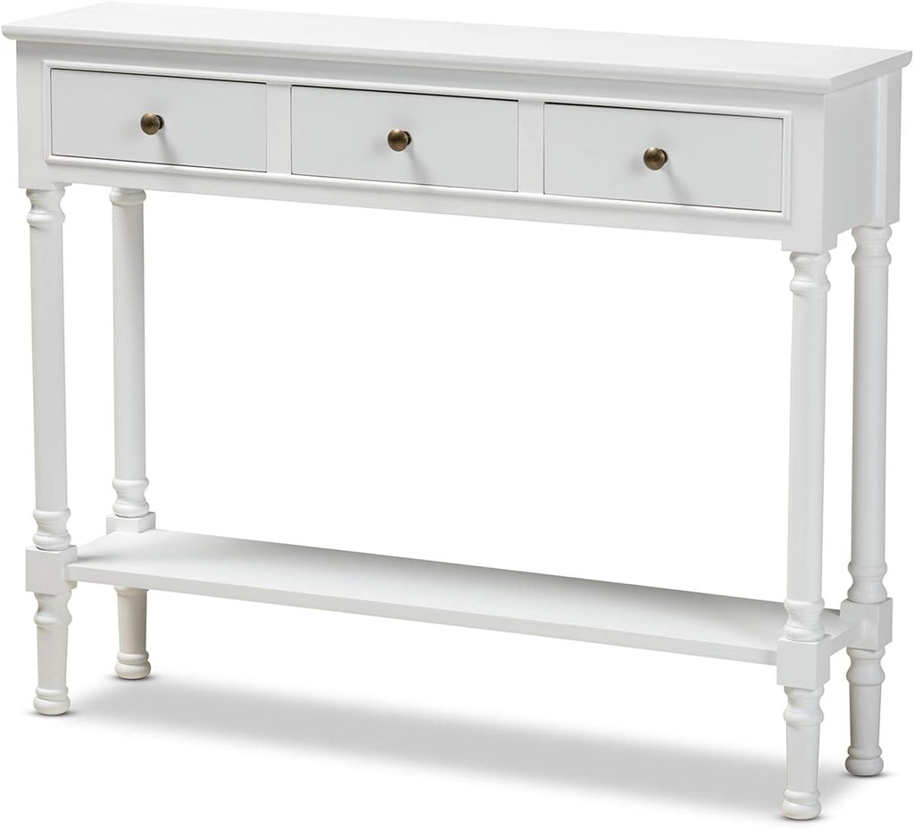 White 3-Drawer Wood Console Table O661