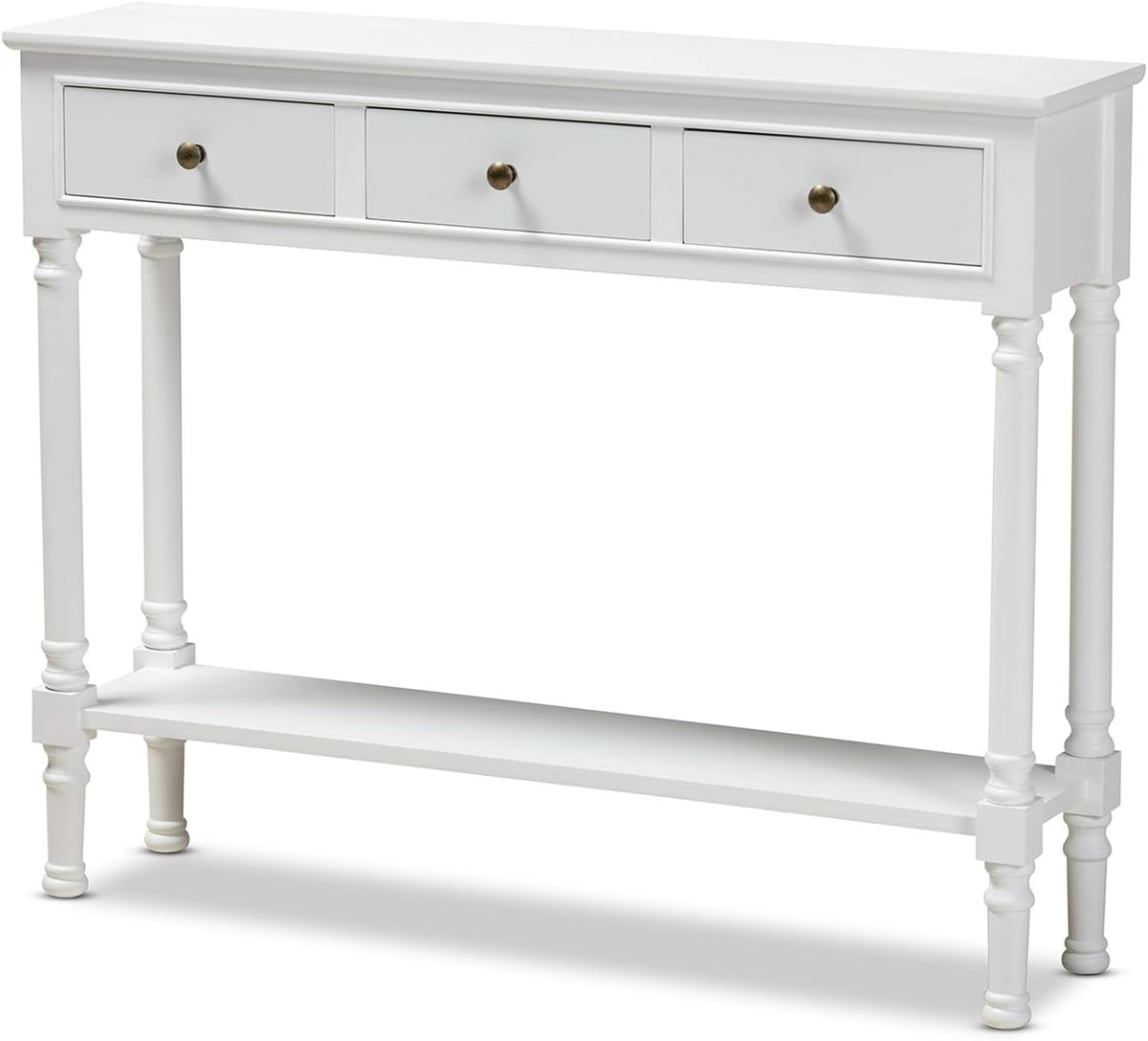 White 3-Drawer Wood Console Table O661