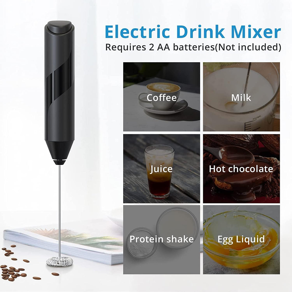 Black Electric Handheld Milk Frother F937