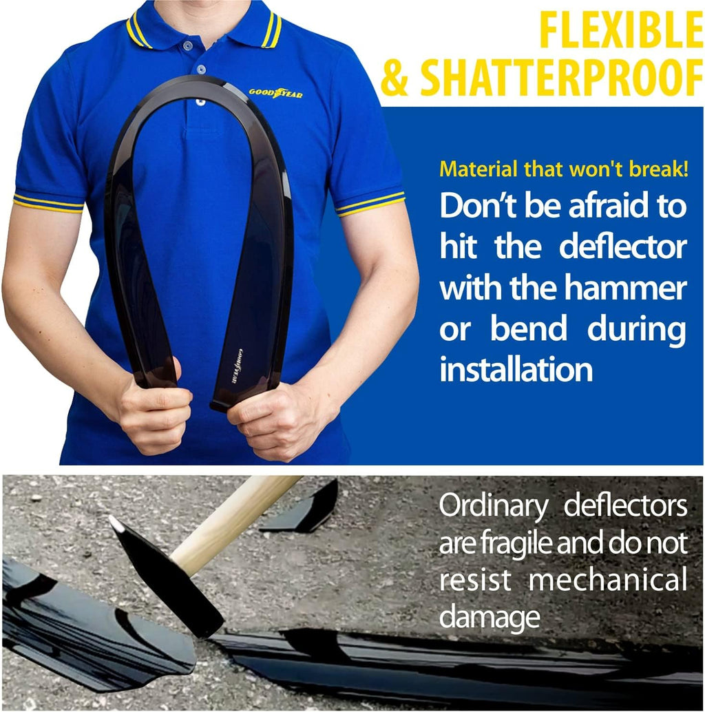 Shatterproof in-Channel Window Deflectors for Trucks 4 pcs V1310
