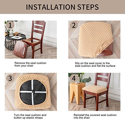 Ivory Jacquard Dining Chair Seat Covers (4) W49840