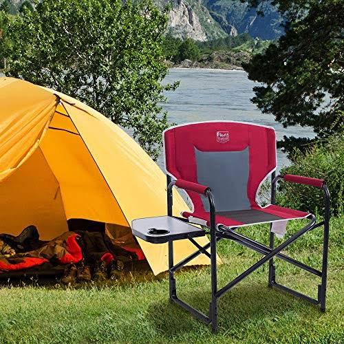 Folding Aluminum Camping Chair with Side Table O66367