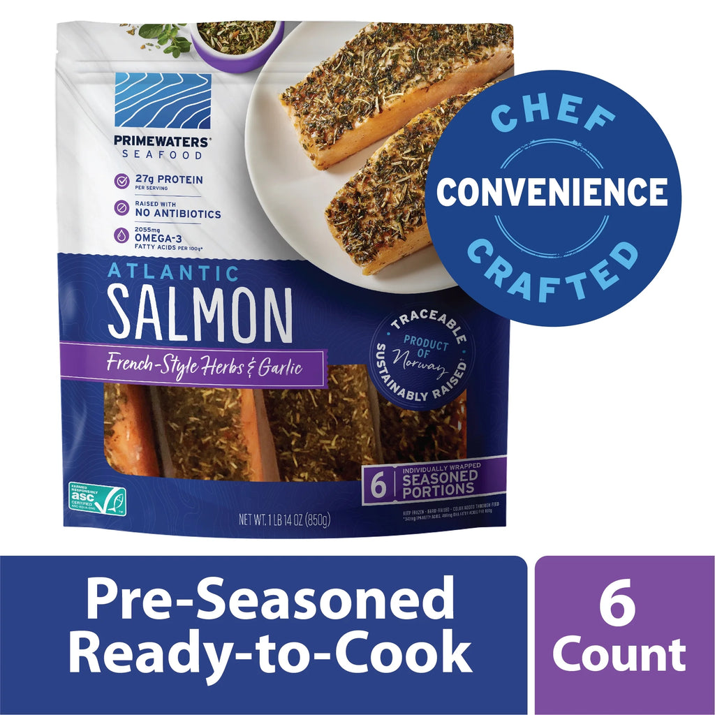 French-Style Herbs & Garlic Atlantic Salmon, Frozen 30 oz (6 Count, 5 oz Portions) E701