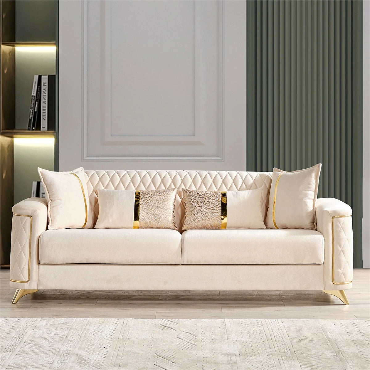 Ivory Velvet Sofa H22794