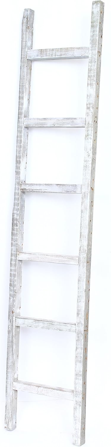 Rustic Farmhouse Decorative 6 ft Ladder Recycled Reclaimed Wood Z46809