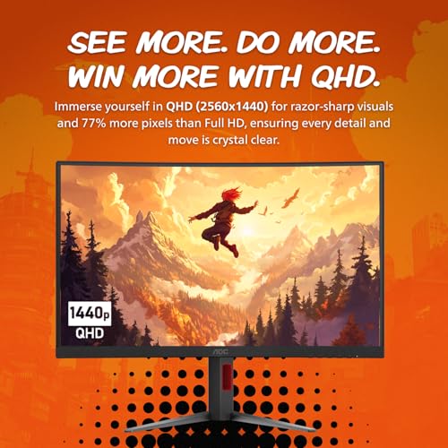 32" Curved Frameless Gaming Monitor 2K QHD 1500R VA 180Hz 0.5ms B26915